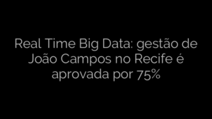 ​Real Time Big Data: gestão de João Campos no Recife é aprovada por 75% 